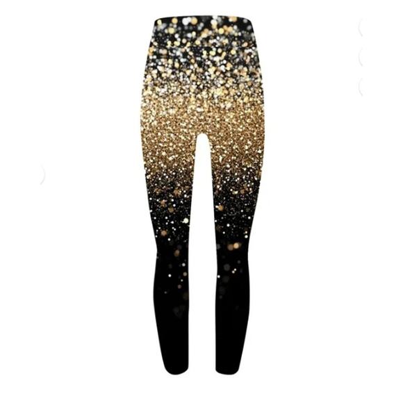 Oplxuo Size XXL Gradient Sequins Printed Leggings Sparkly Pants Ultra Soft - Picture 4 of 6